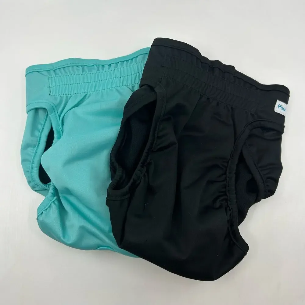 Paw Legend Washable Female Dog Diapers Reusable, Size M Black & Turquoise Velcro
